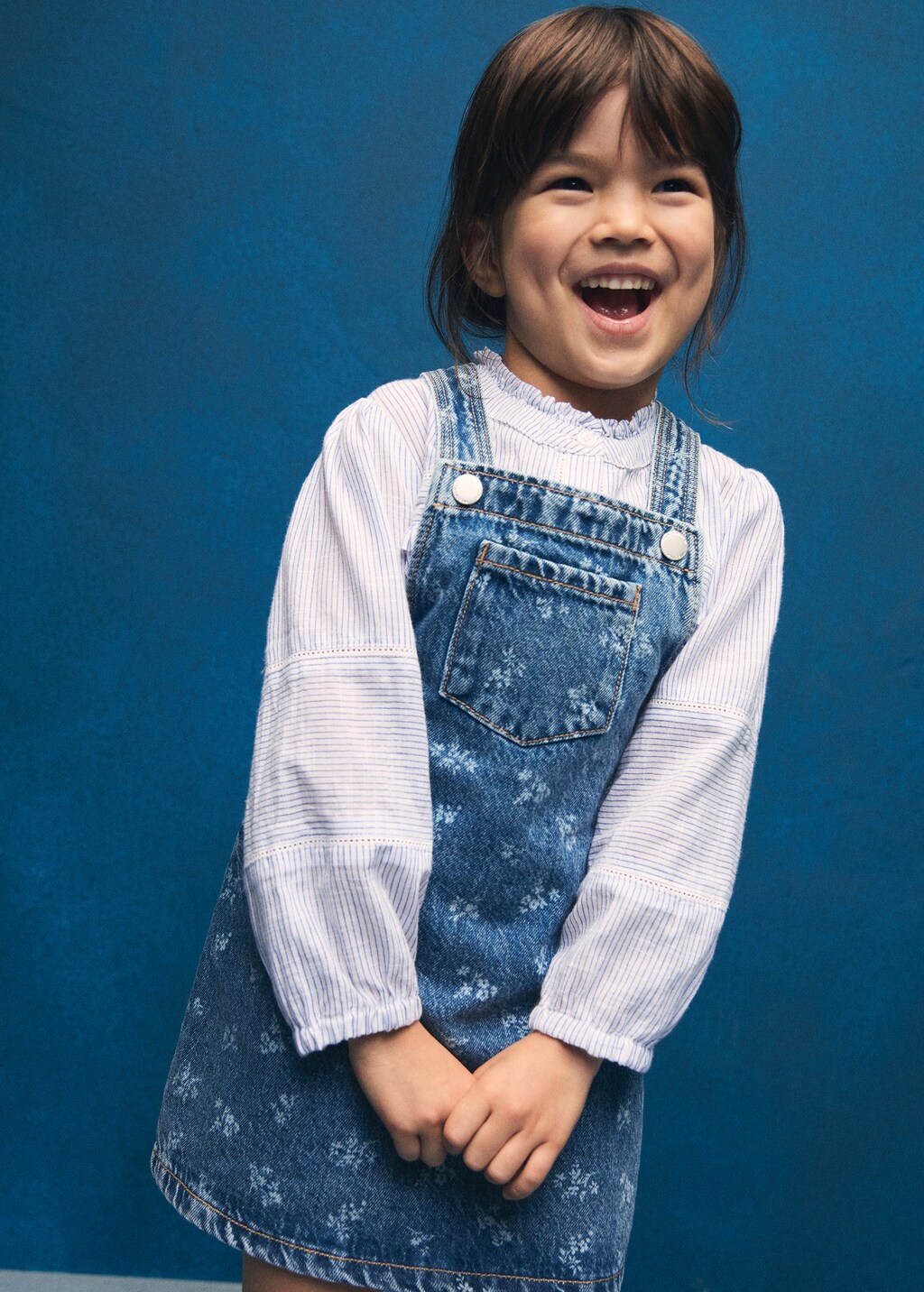 Cotton babydoll neck blouse - Indigo Blue