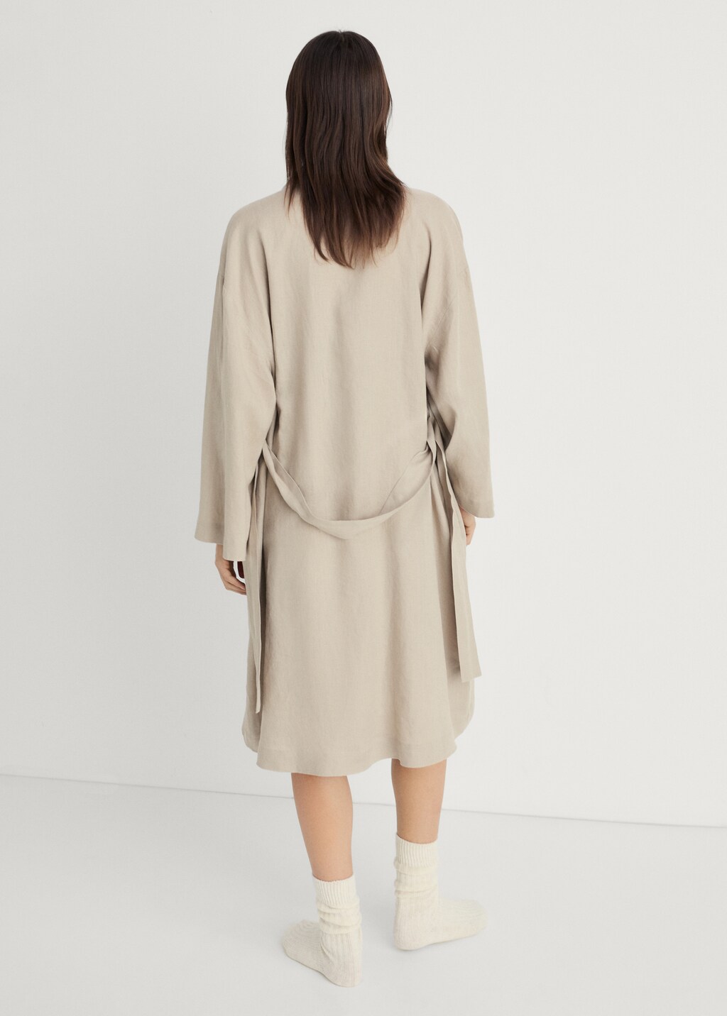 Linen home robe - Sand