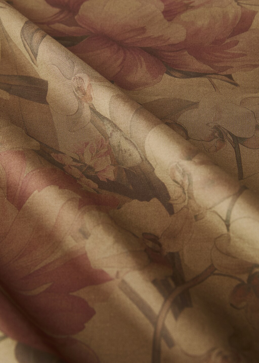 Cotton percale multi-coloured floral-print top sheet for 150/160cm bed - Pink