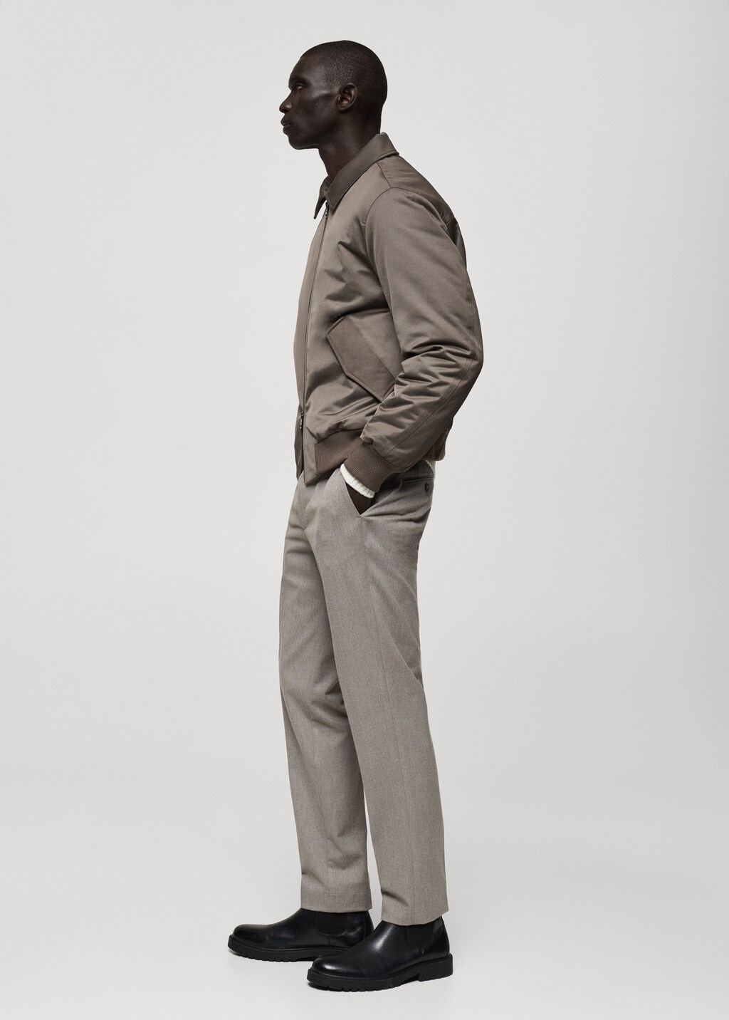 Quilted water repellent jacket - Medium Brown