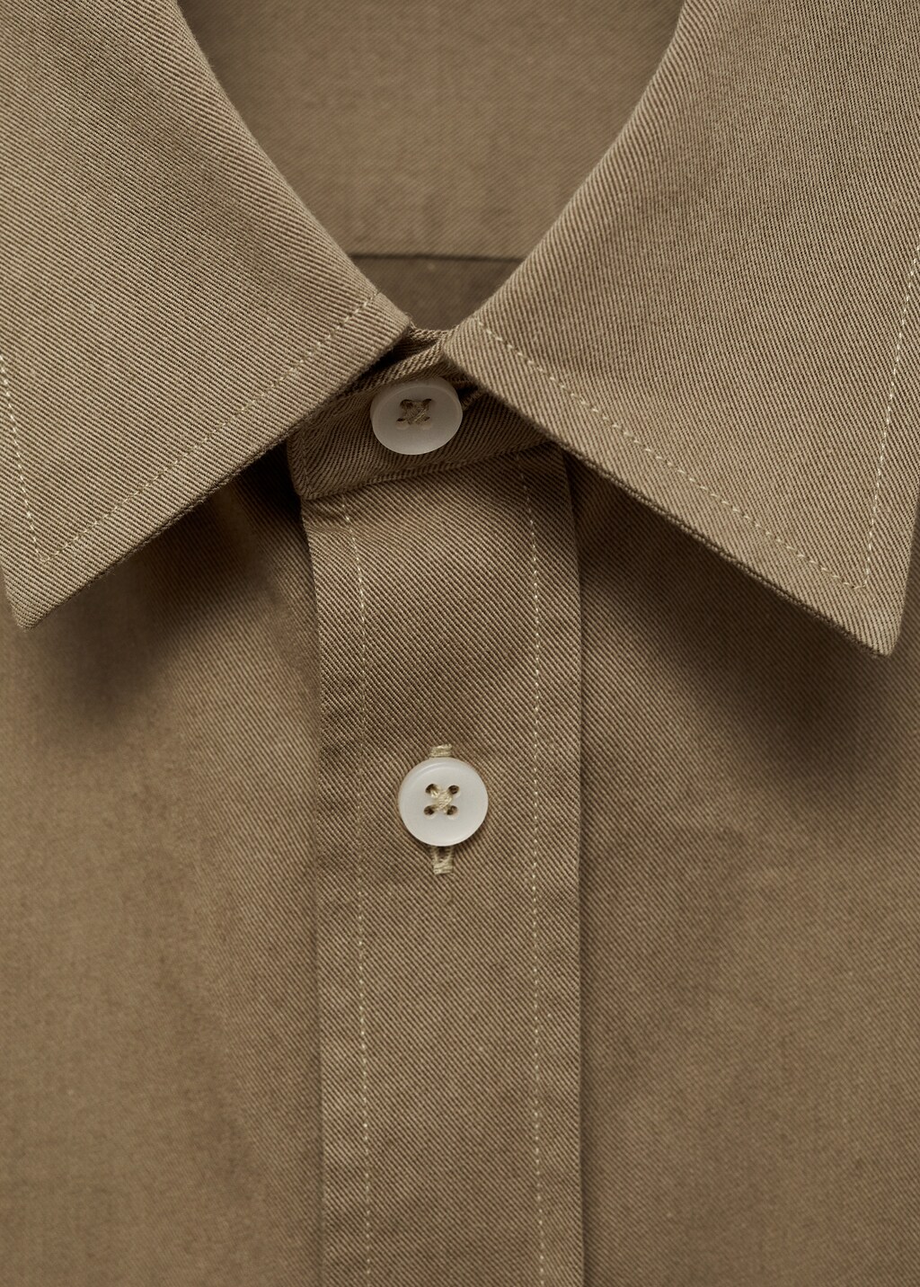 Twill cotton overshirt with pockets - Off White