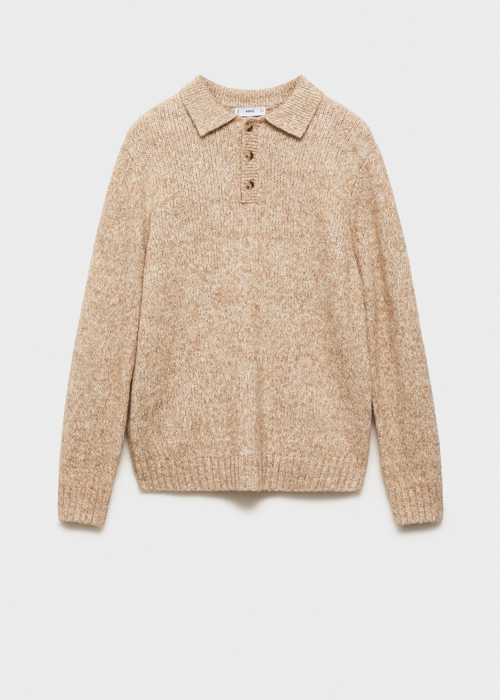 Knitted wool blend polo sweater - Mink Grey