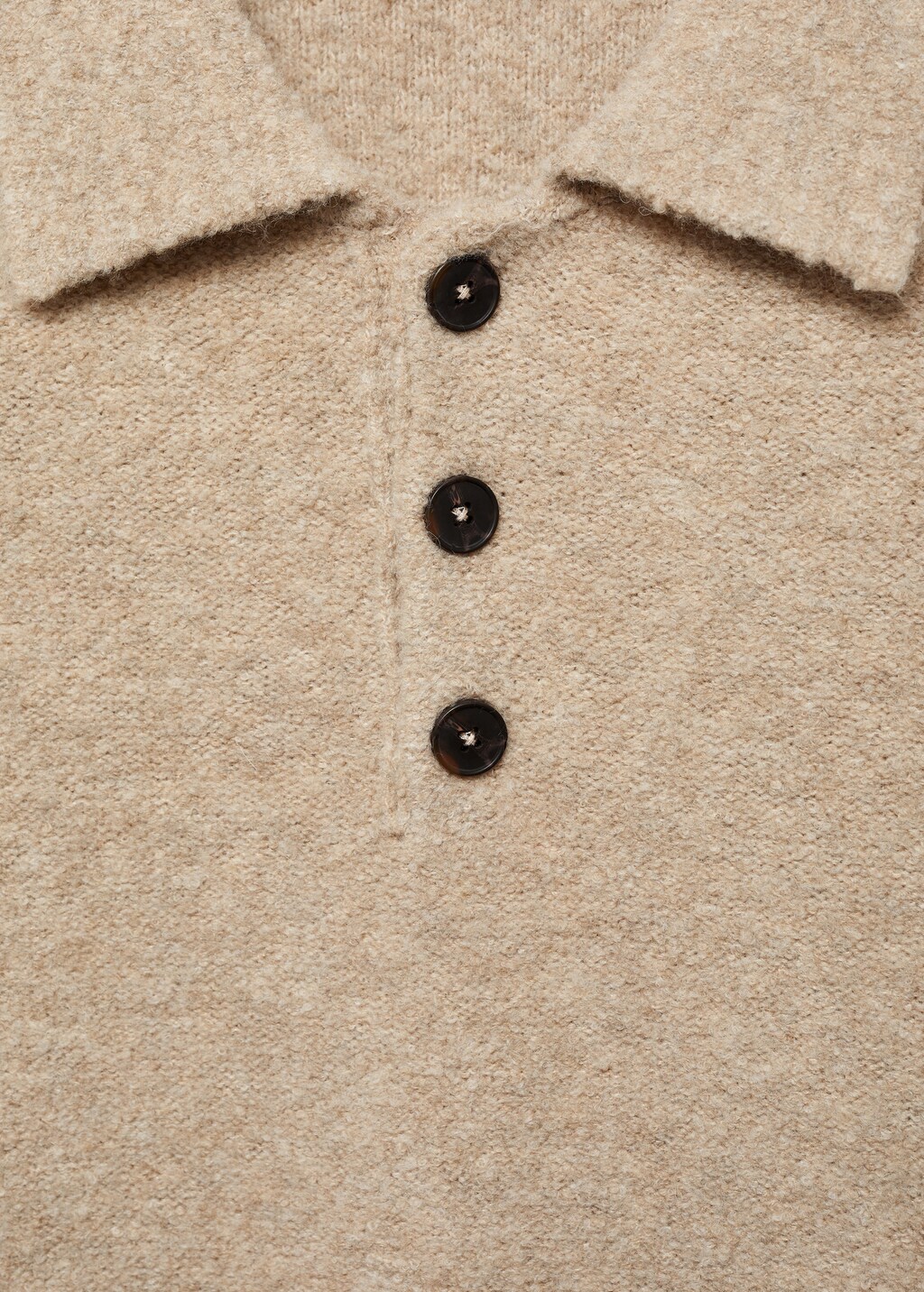 Mini boucle knit polo shirt - Sand