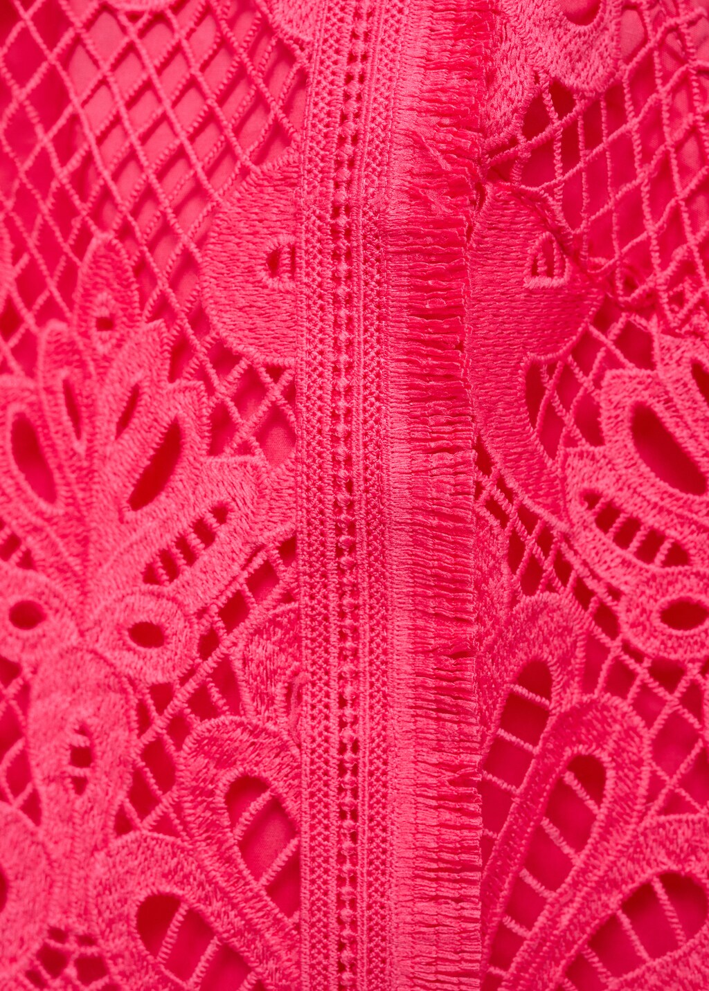 Crochet perkins-neck top - Fuchsia