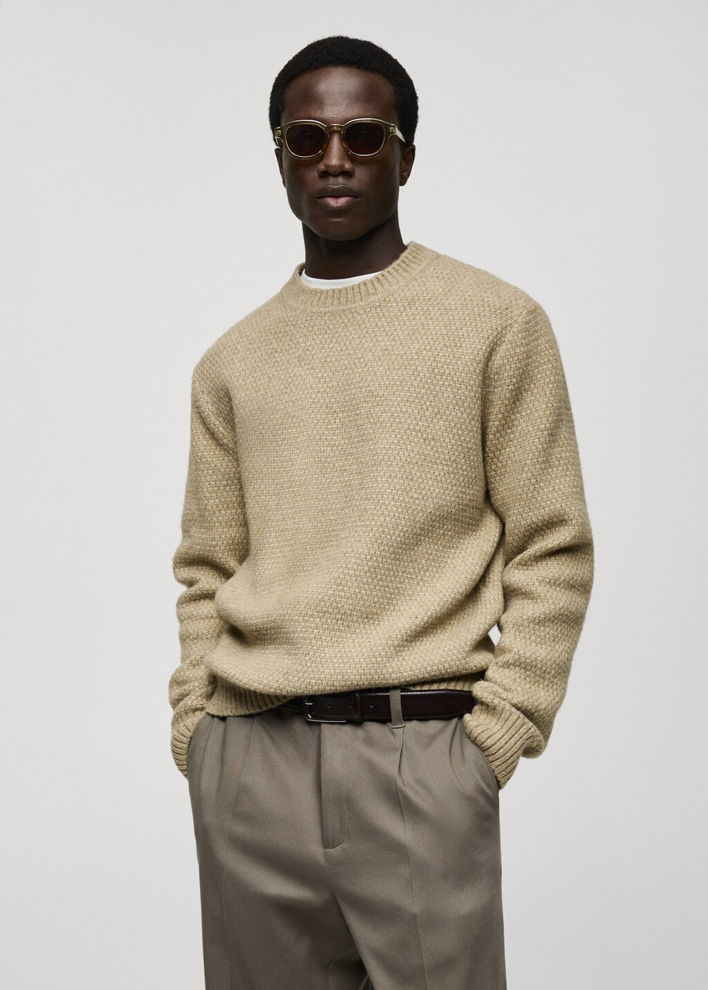 Structured knitted sweater - Pastel Green