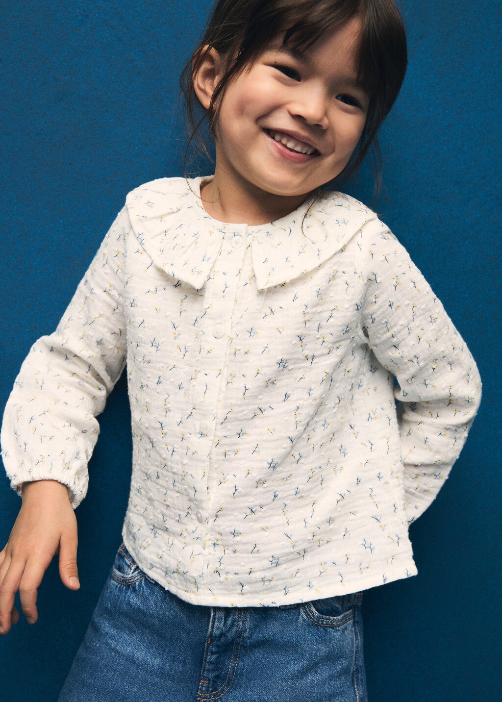 Floral-print cotton blouse - White