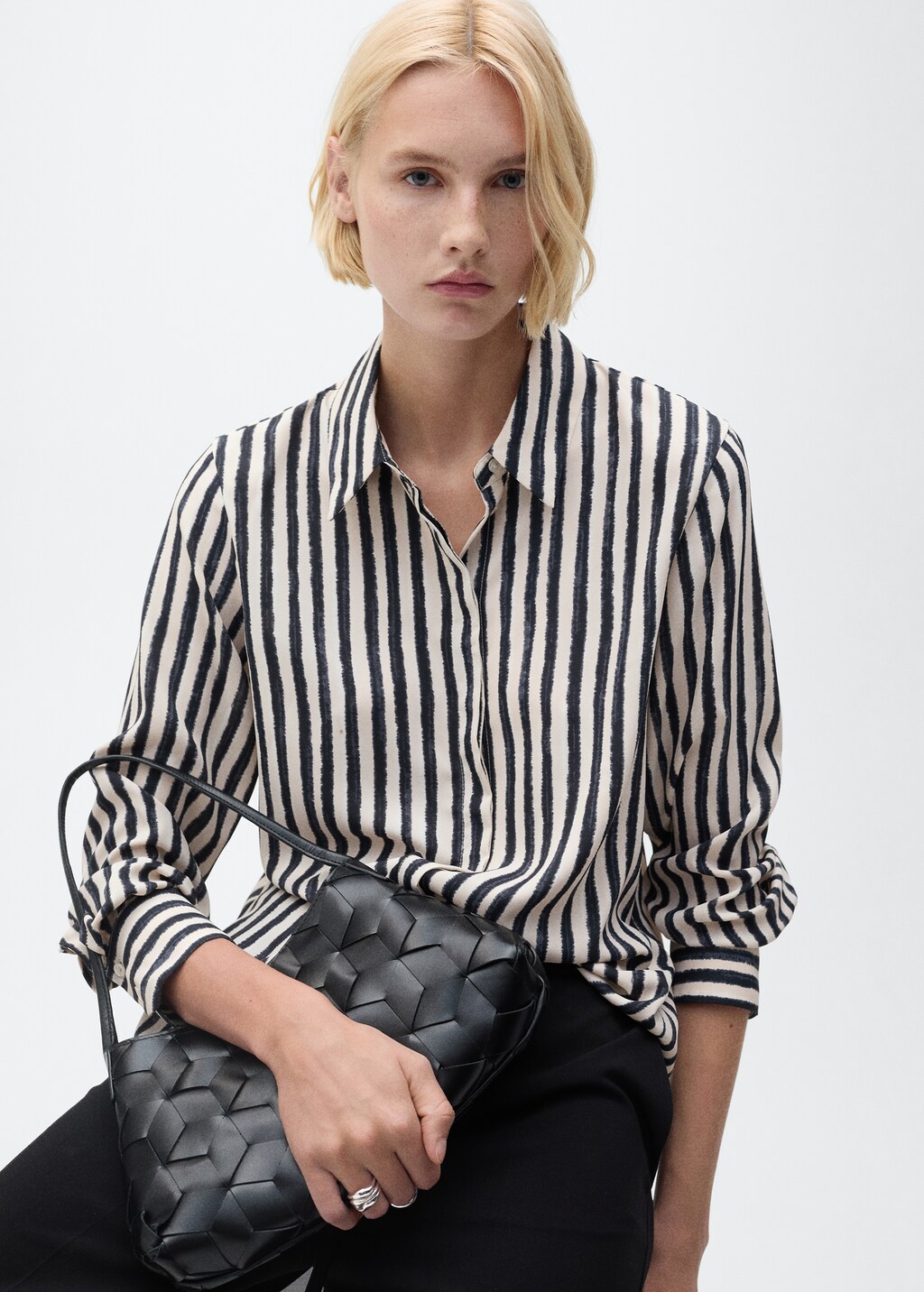 Striped flowy shirt - Ecru