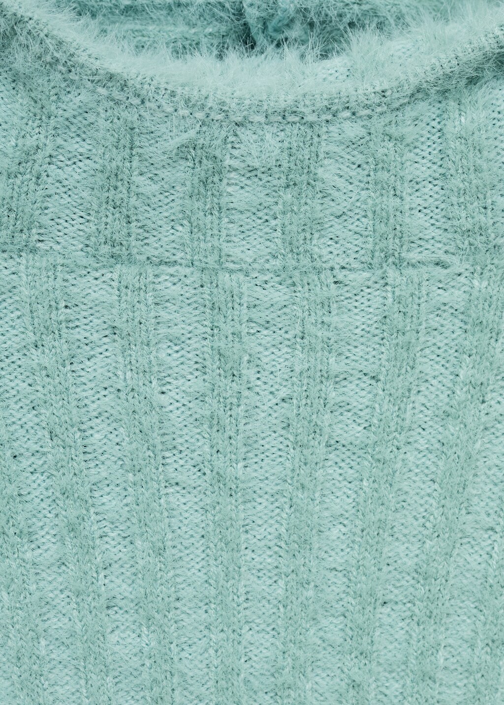 Fur-effect hooded sweater - Turquoise