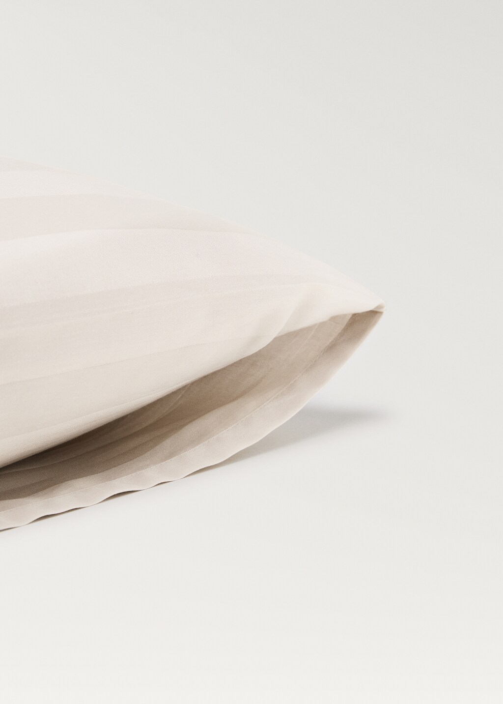 Multi-striped satin pillow cover 50x75cm - Beige