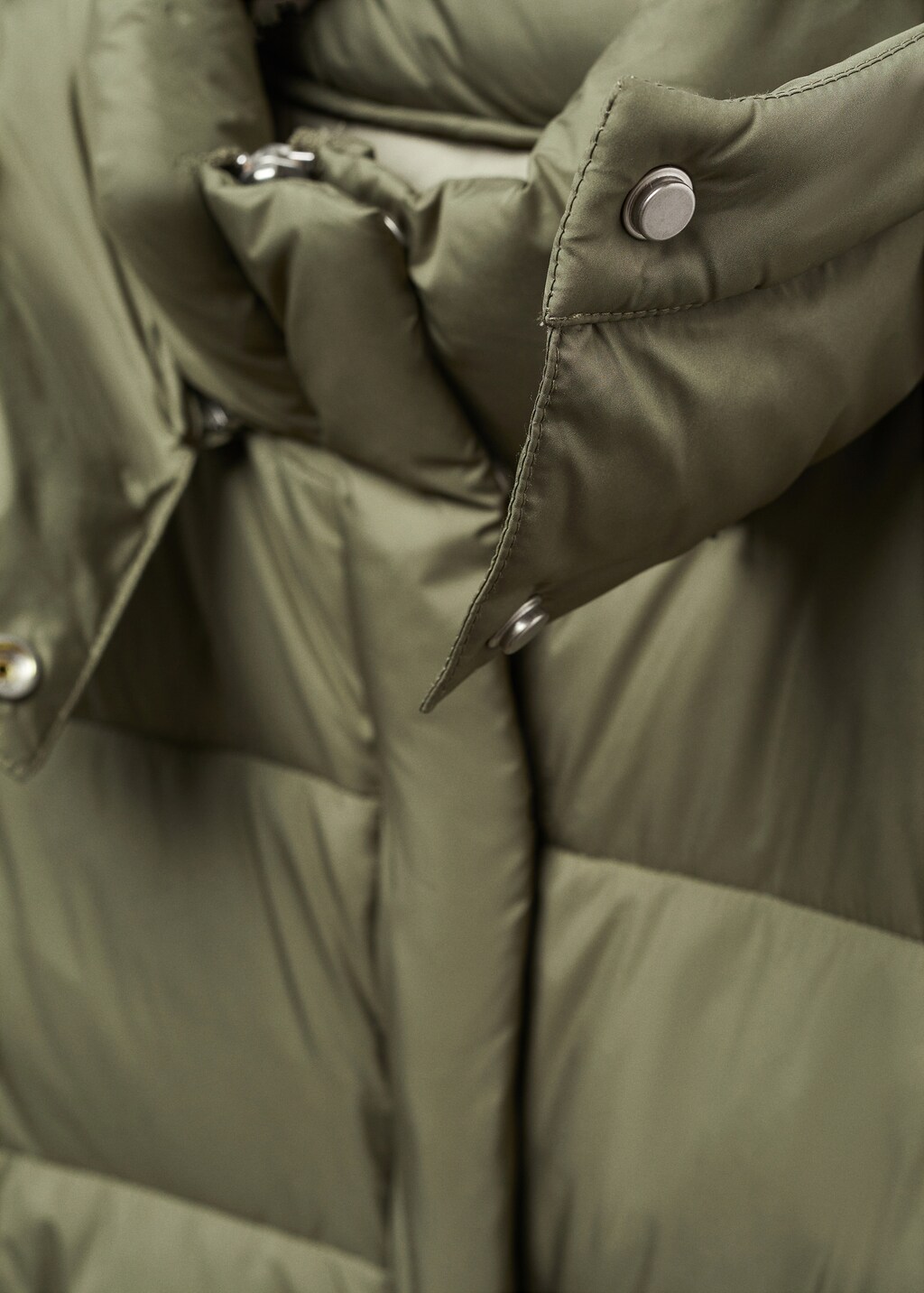 Quilted gilet with hood - Khaki
