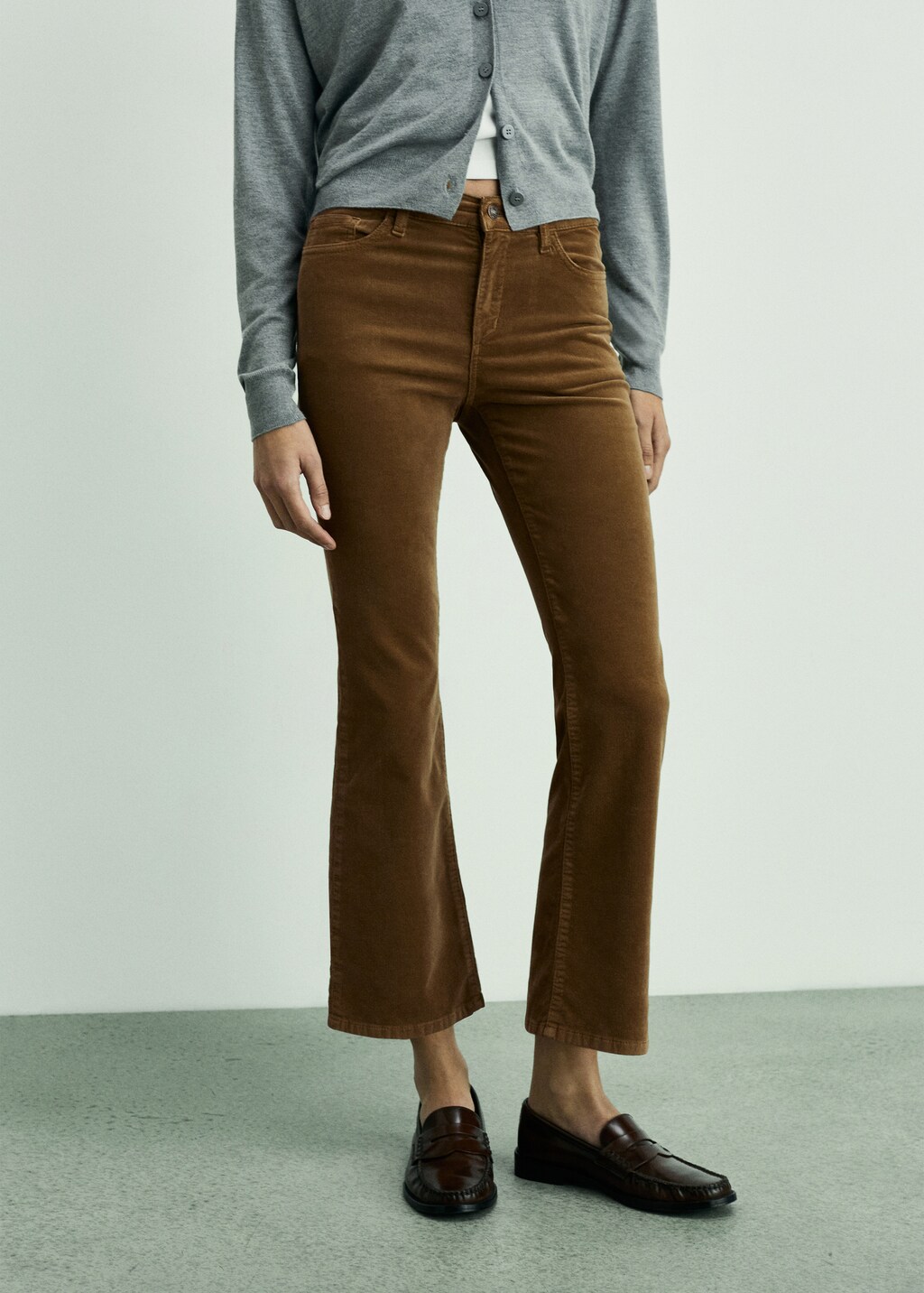 Sienna flared cropped corduroy trousers - Wine