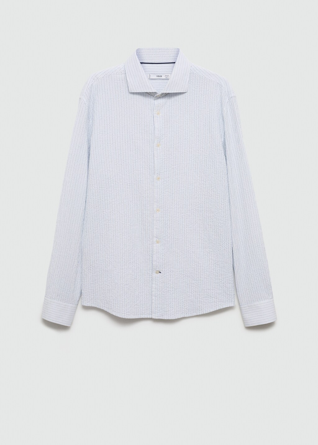 Regular-fit striped seersucker cotton shirt - White