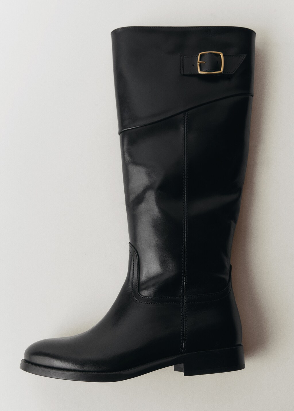 Buckles leather boots - Black