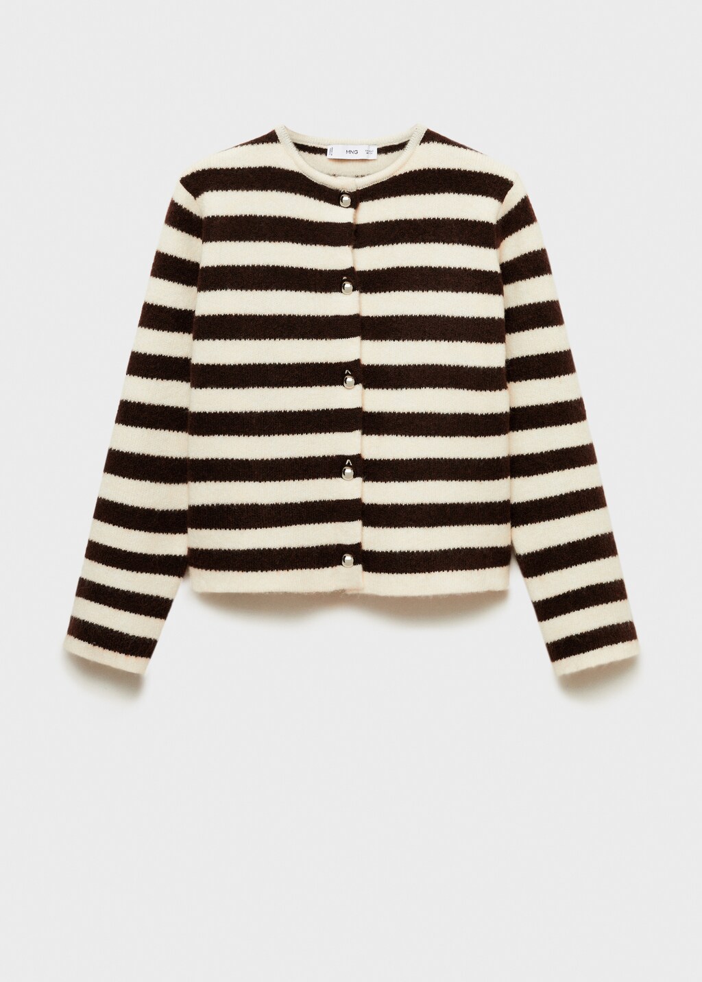 Striped cardigan with buttons - Ecru