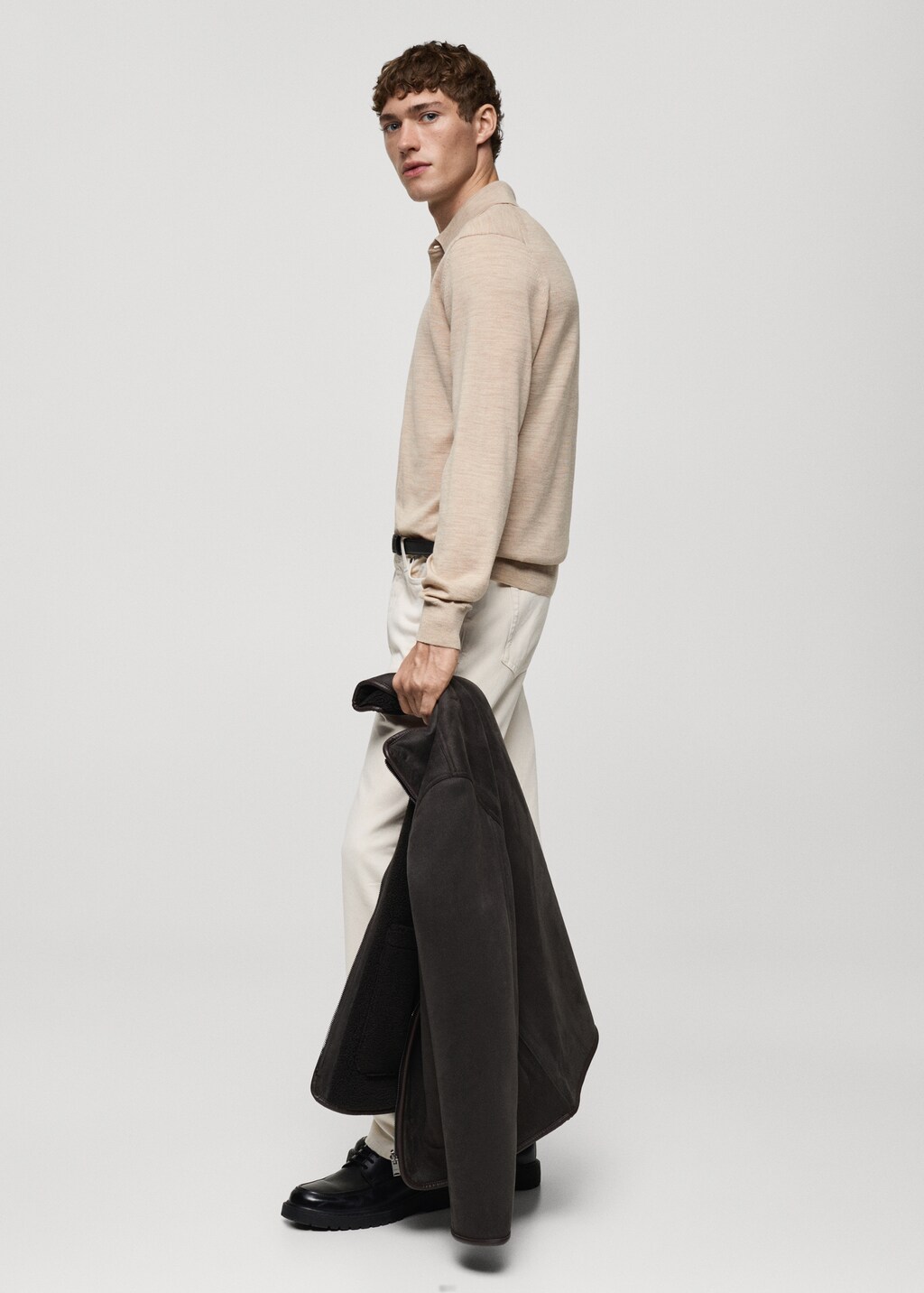 100% merino wool polo sweater - Dark Green