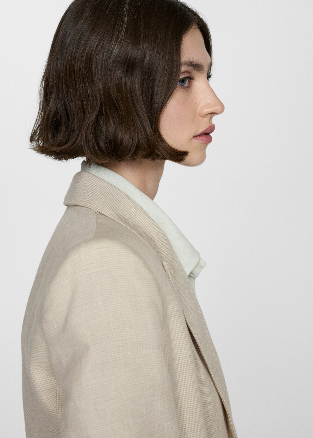 Houndstooth linen jacket - Light Heather Grey