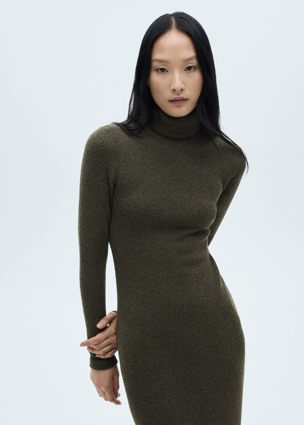 Knitted turtleneck dress - Green