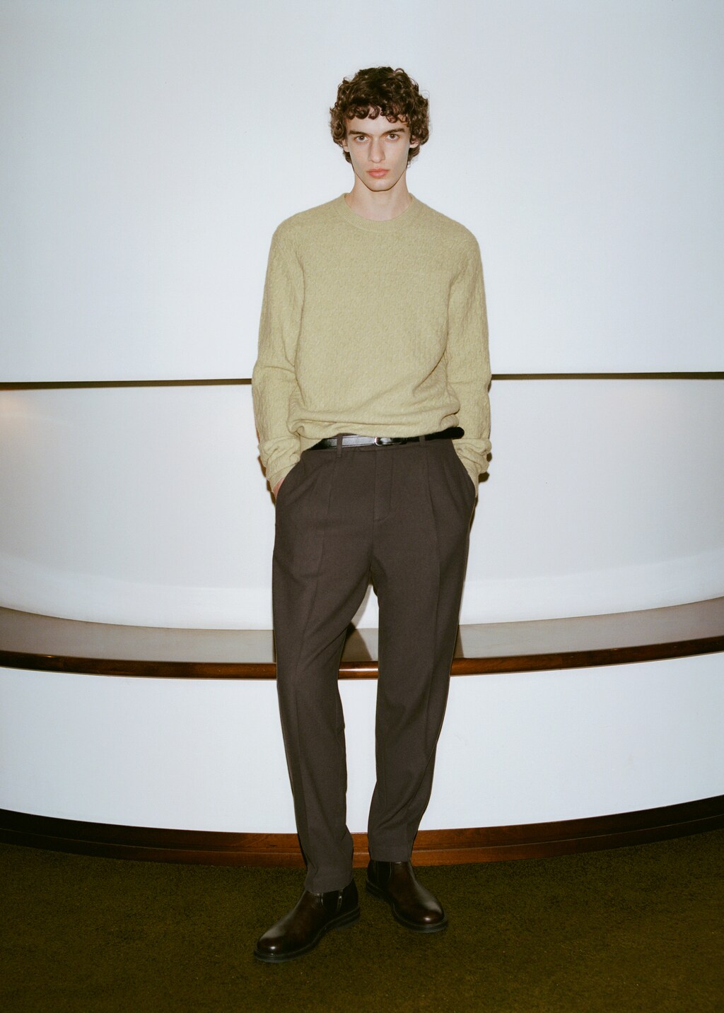 Wool flannel trousers with pleats - Dark Navy