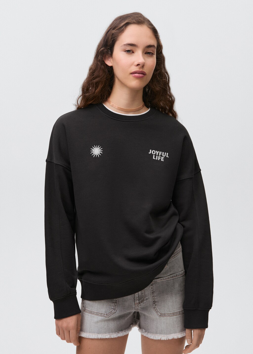 Printed cotton sweatshirt - Black