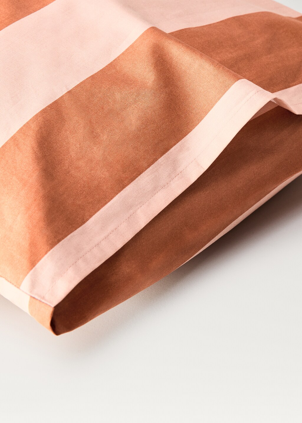 Cotton percale striped pillowcase, 60x60cm - Green