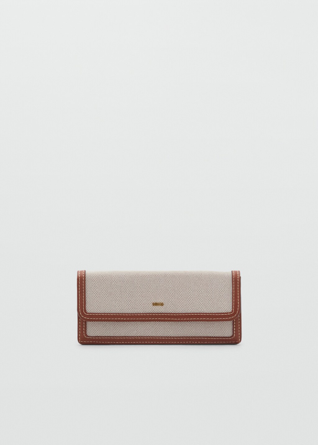 Contrasting canvas rectangular wallet - Leather