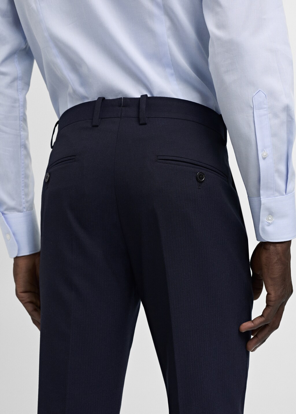 Stretch-fabric slim-fit suit trousers - Dark Navy