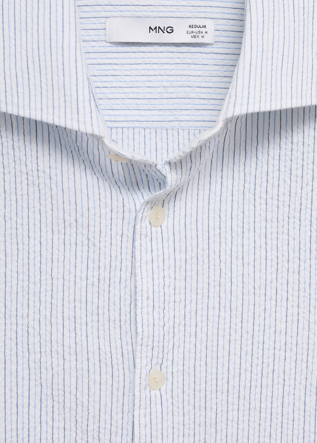 Regular-fit striped seersucker cotton shirt - White