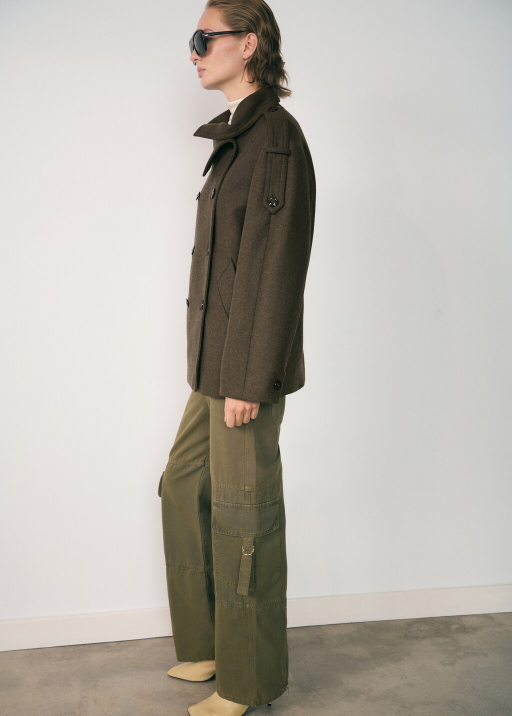 Double-breasted wool coat - Khaki