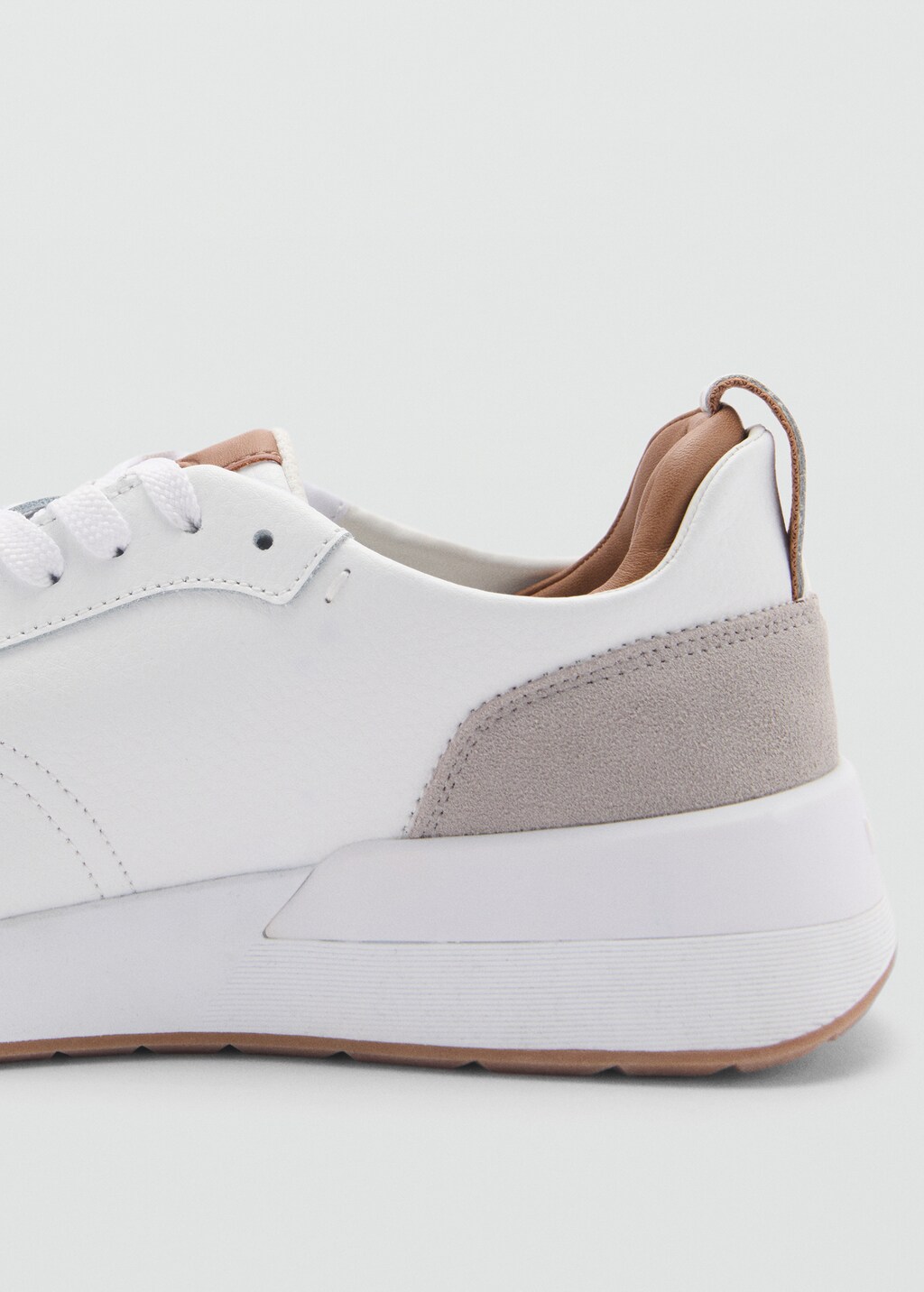 Leather mixed sneakers - White