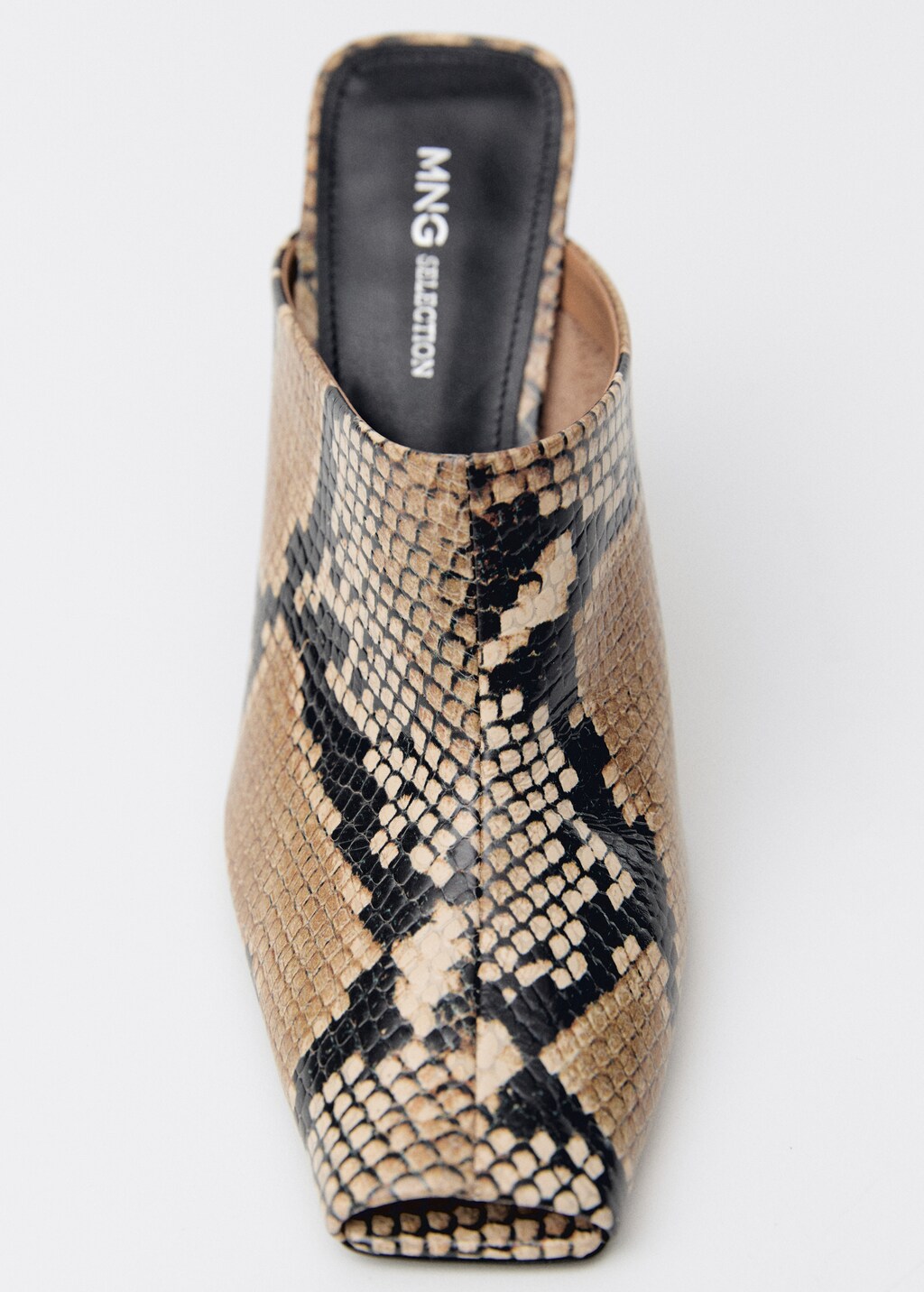 Animal-print open-back leather heeled shoes - Beige