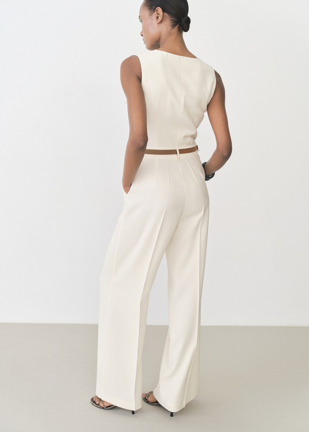 Belt long jumpsuit - Ecru