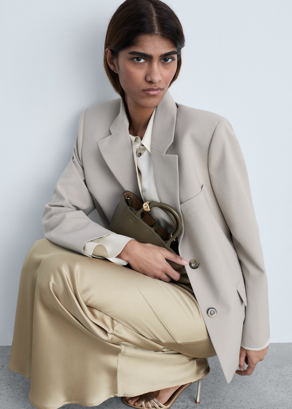 Satin long skirt - Gold