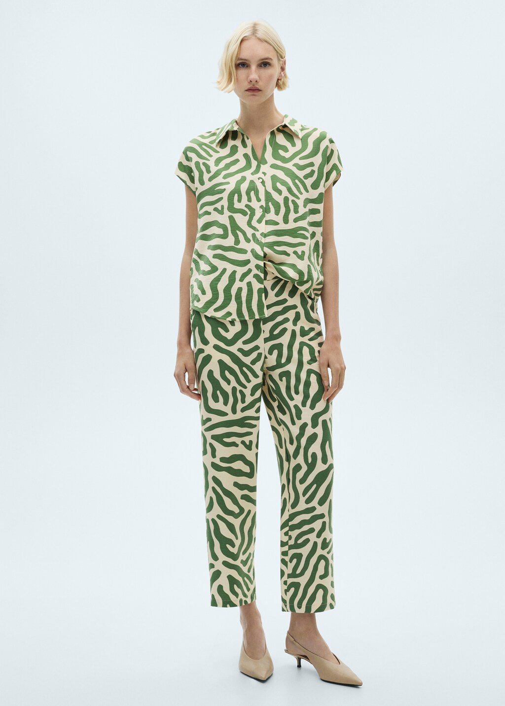 Printed straight trousers - Green