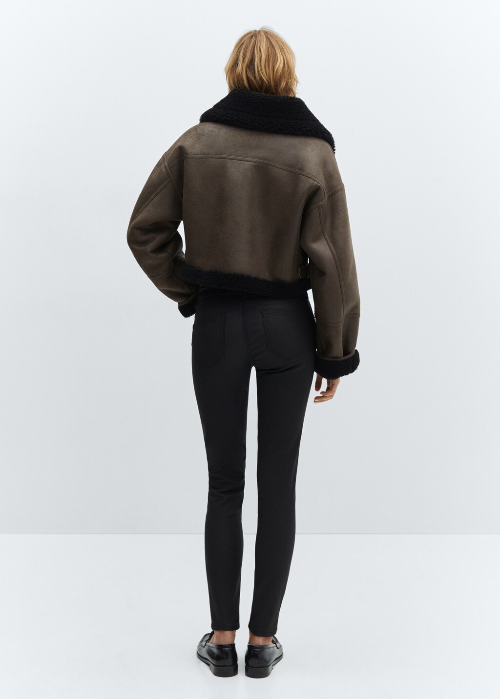 Waxed push-up skinny jeans - Black