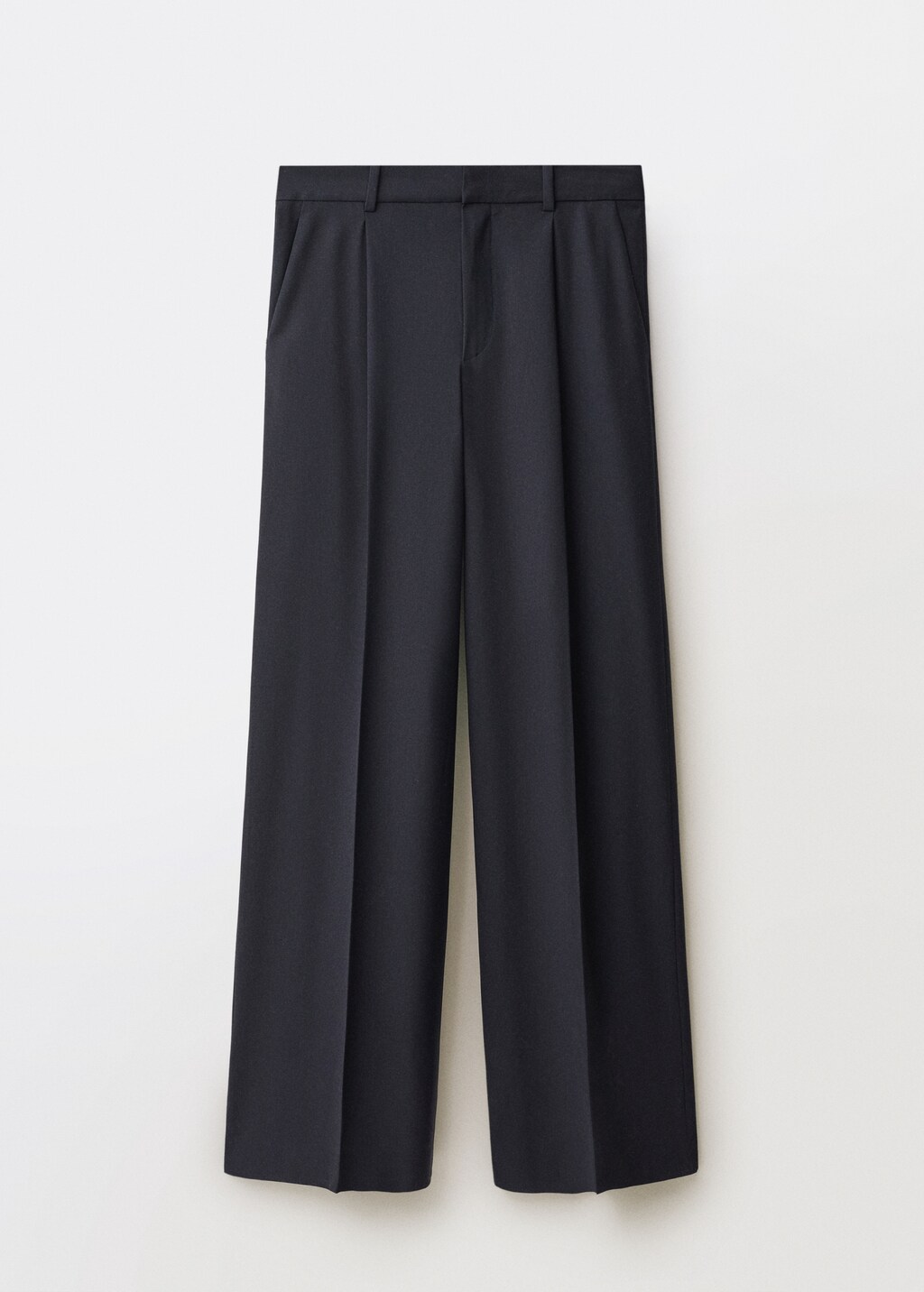 Wideleg wool-blend pleated trousers - Navy