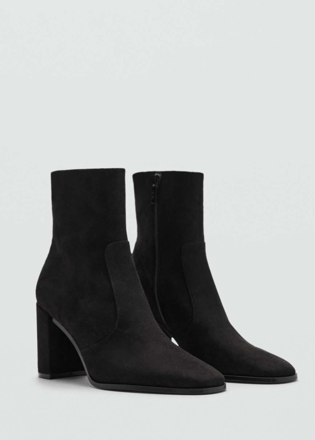 Suede block-heel ankle boots - Black