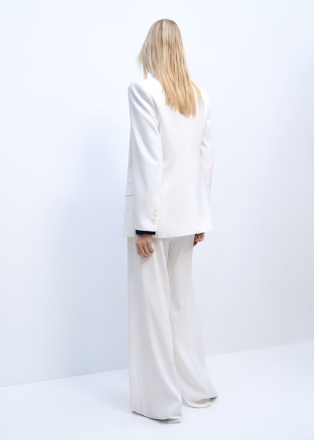Pleated wideleg suit trousers - White
