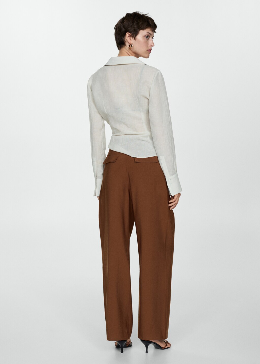 Belt straight-fit trousers - Tobacco Brown