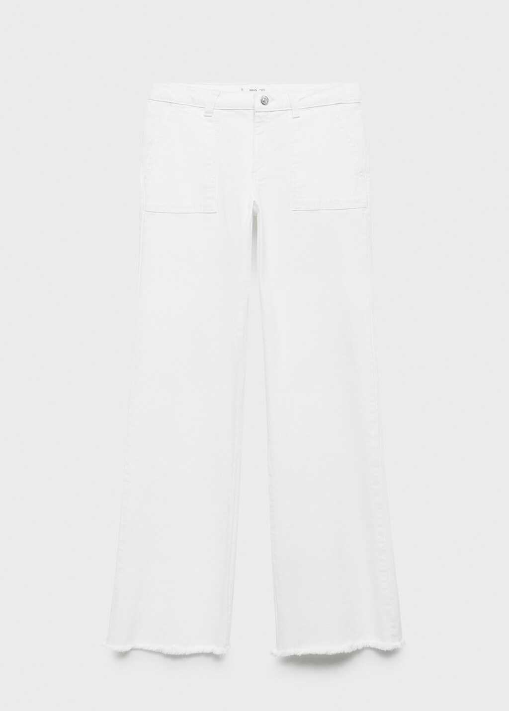 Wideleg low frayed hem jeans - White