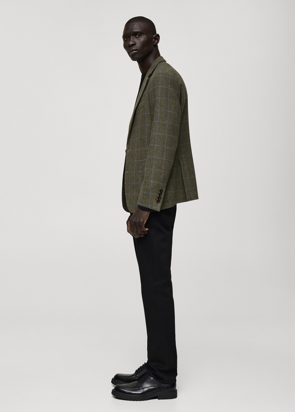 Slim fit wool houndstooth blazer - Green
