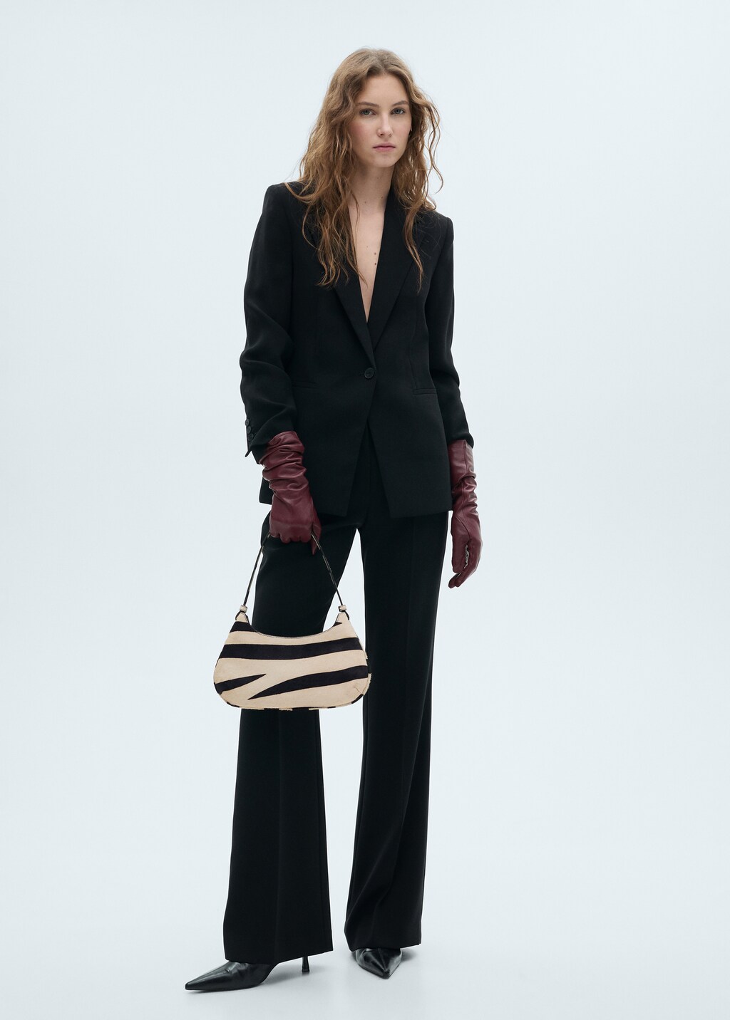 Zebra-print leather bag - Black