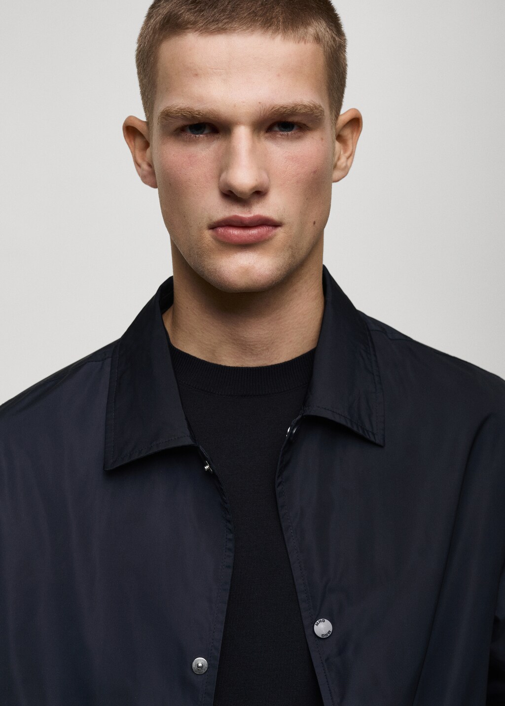 Regular-fit technical fabric jacket - Dark Navy