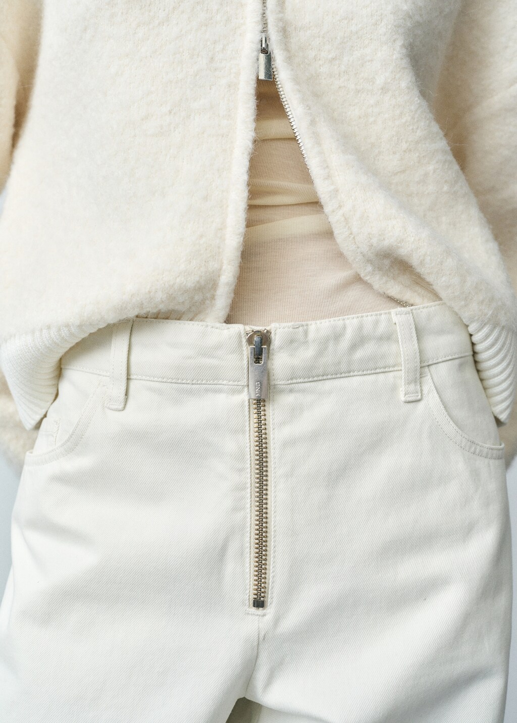 Wideleg jeans with zip - Grey