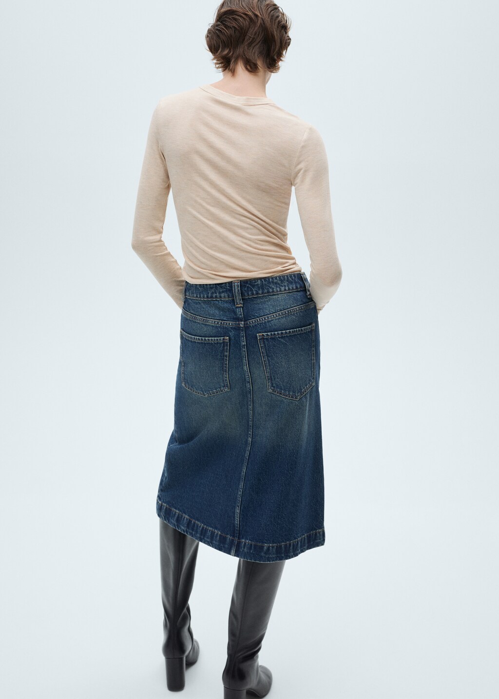 Long-sleeved fitted t-shirt - Black