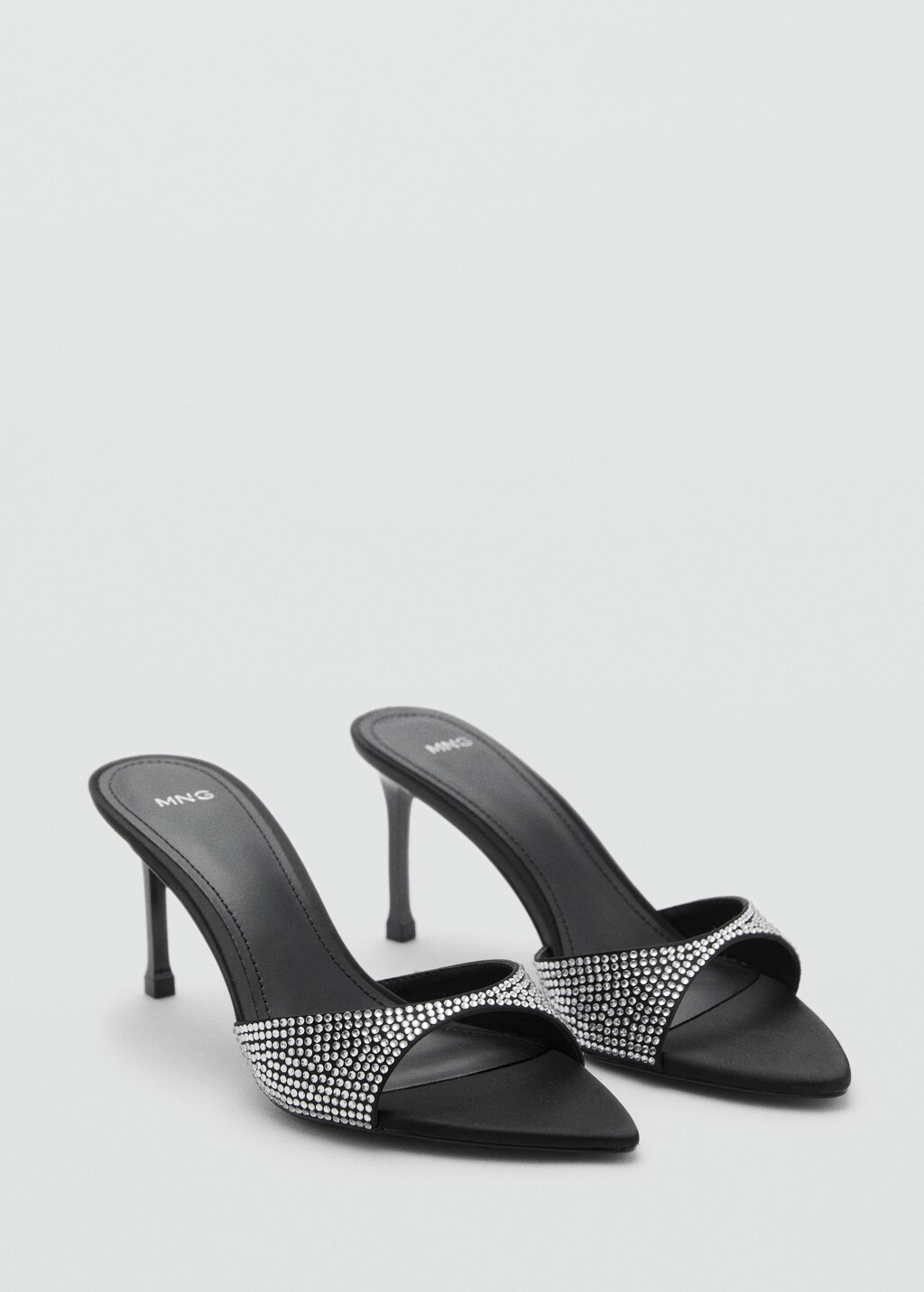 Rhinestone heeled slingback sandal - Black