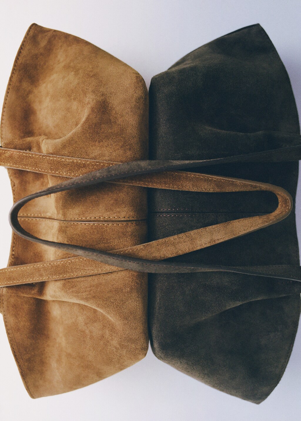 Double handle suede bag - Chocolate