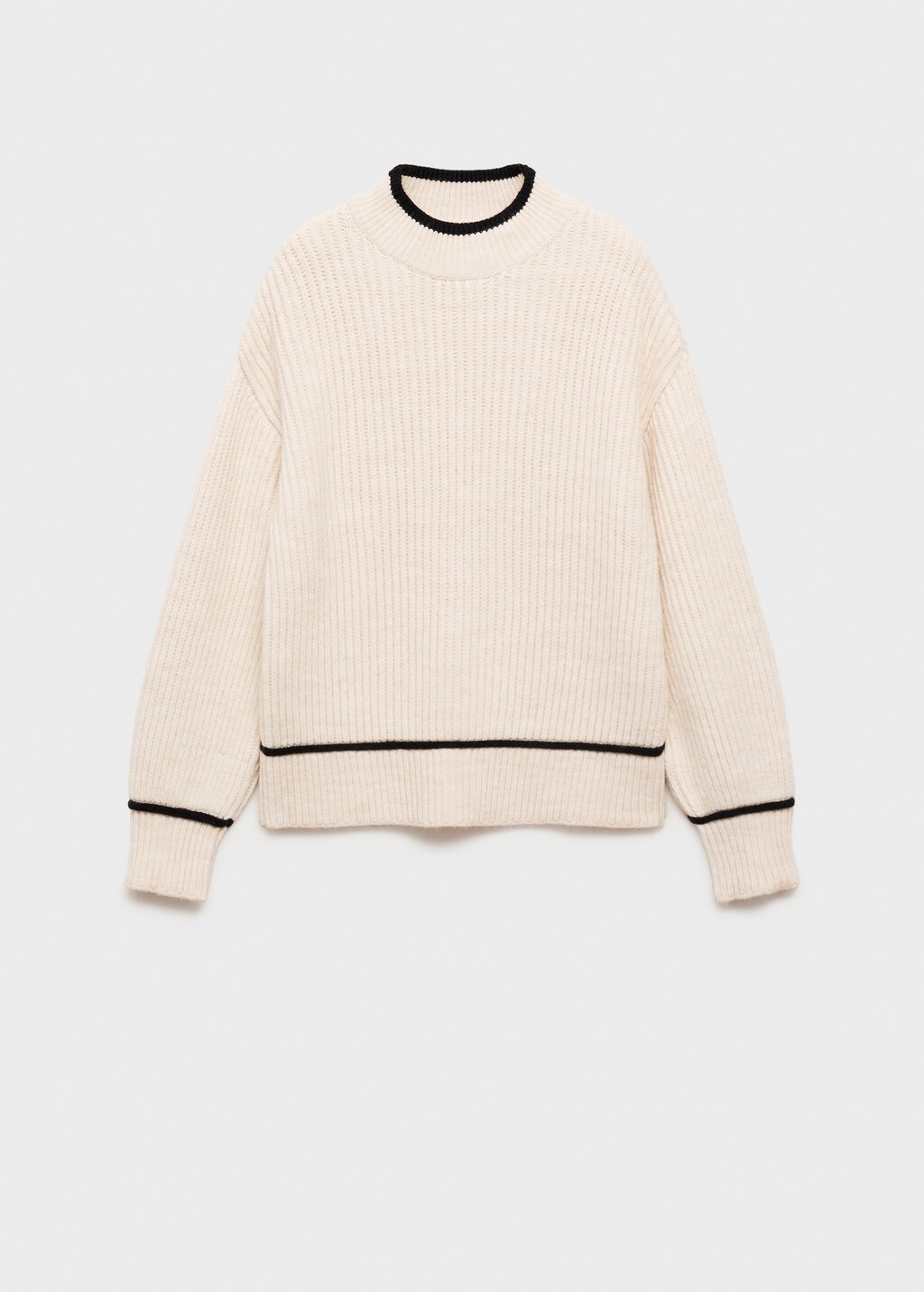 Perkins-neck sweater with contrasting details - Beige