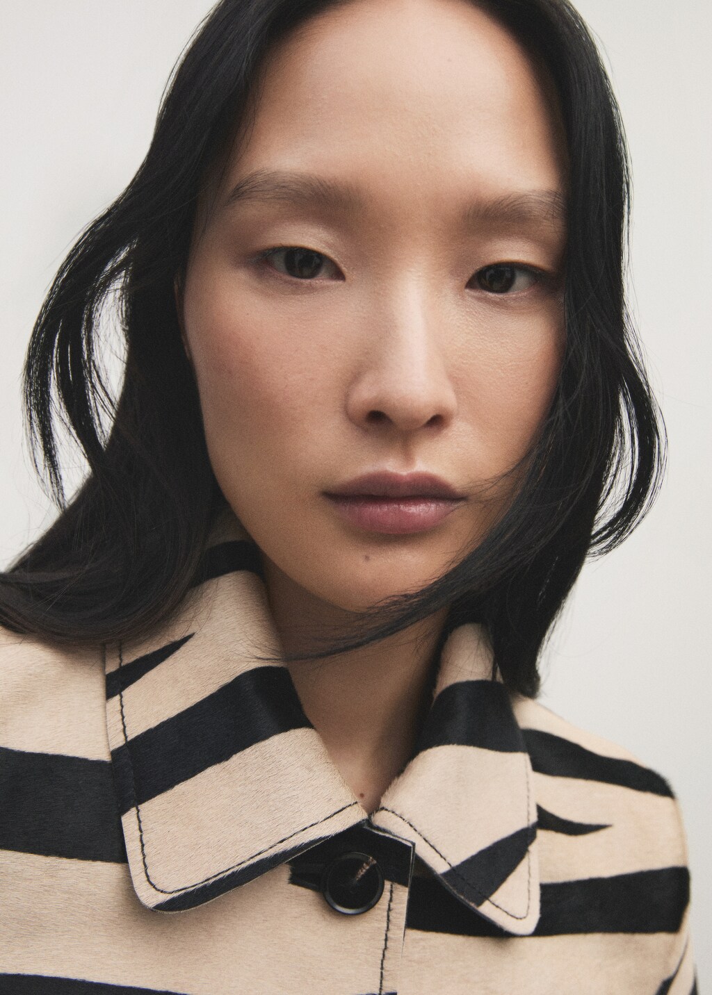 Zebra-print fur jacket - Black