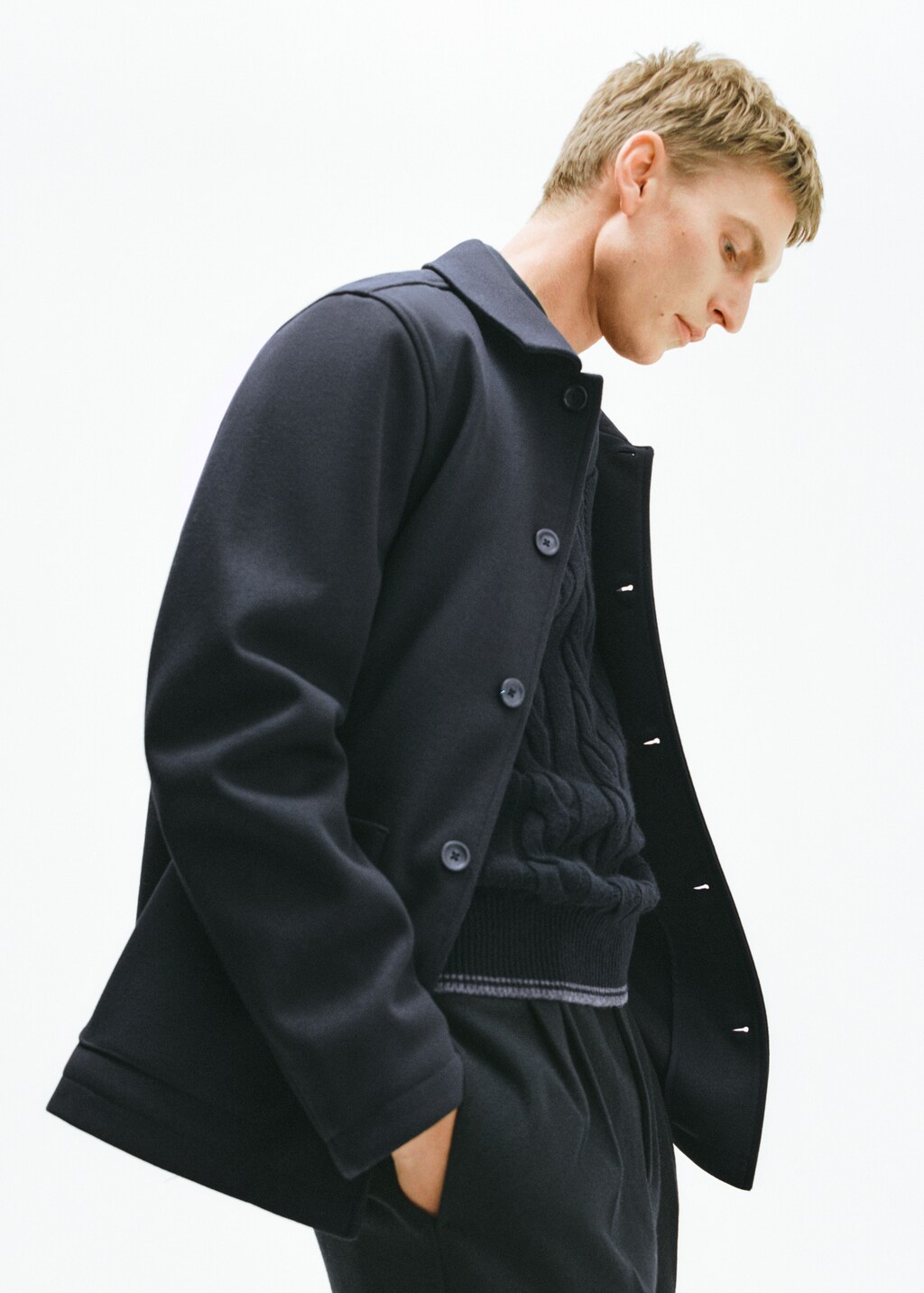 Regular-fit overshirt with pocket - Dark Navy