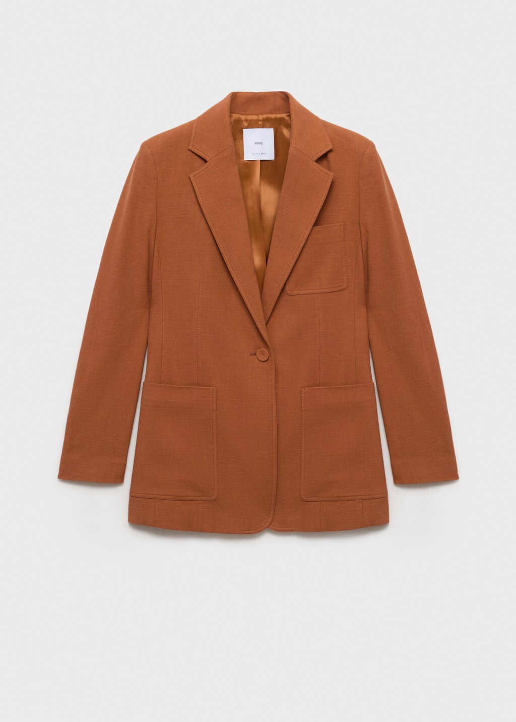 Cotton and linen-blend suit jacket - Caramel